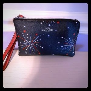 Coach wristlet in firework print